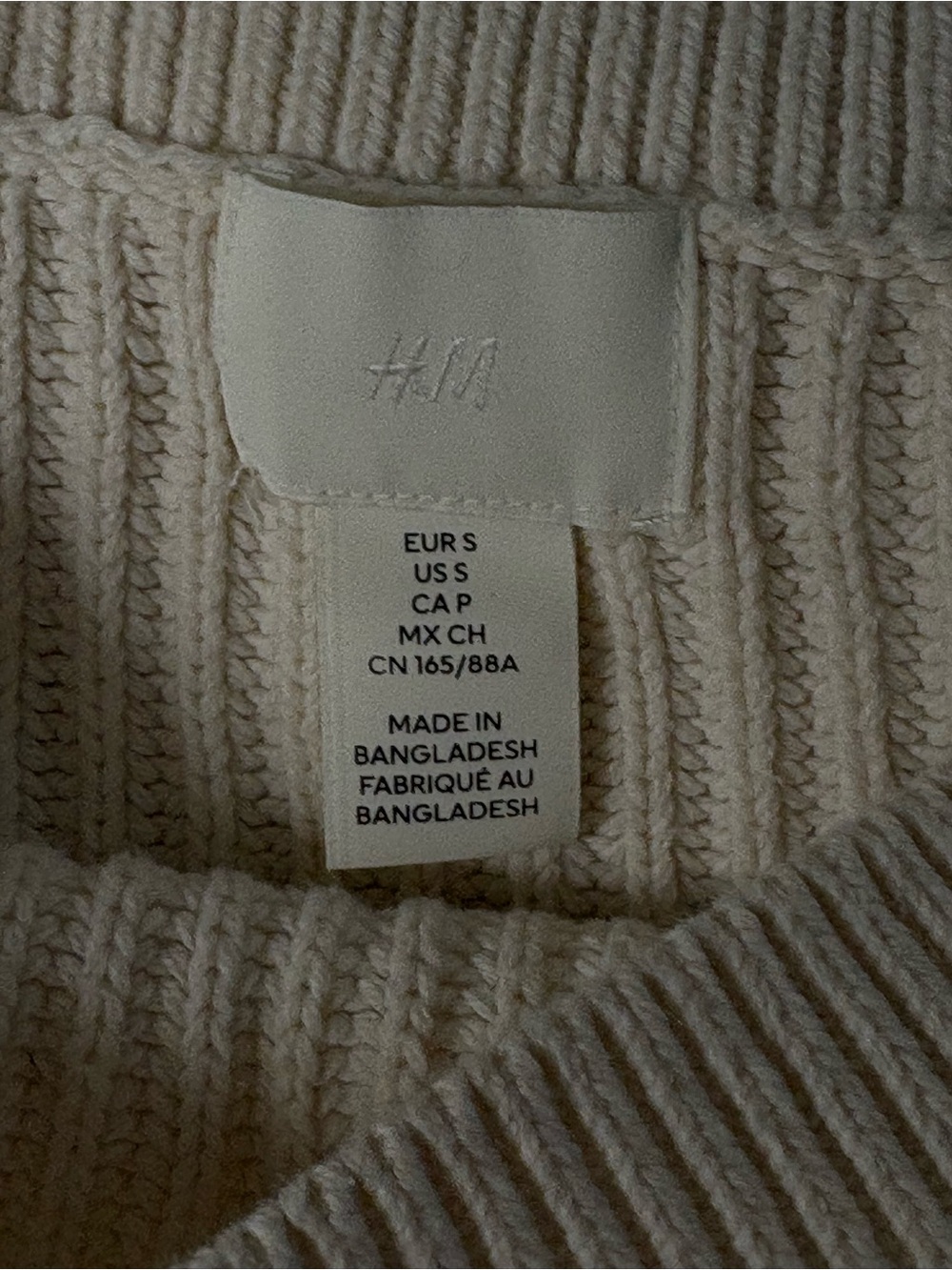 H&M Cream Off-the-Shoulder Ribbed Sweater - Picture 2 of 3